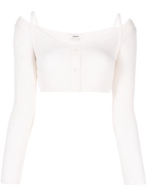 Jason Wu rib-knit long-sleeved crop-top - White