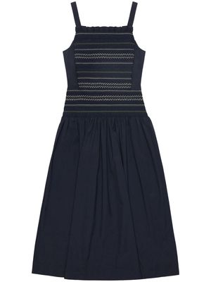 Jason Wu smocking-details pleated midi dress - Blue