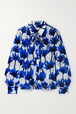 Jason Wu - Tie-neck Floral-print Crepon Blouse - Blue