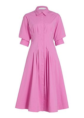 Jazz Pin-Tucked Cotton Poplin Midi-Dress