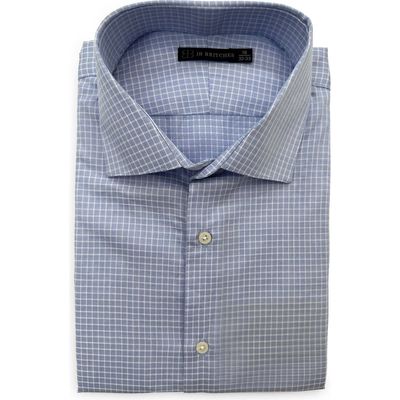 JB Britches Micro Check Woven Dress Shirt in Sky