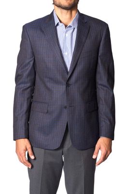 JB Britches Microcheck Wool Sport Coat in Navy/Brown/Grey