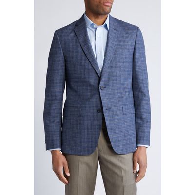 JB Britches Plaid Wool & Silk Blend Sport Coat in Blue 