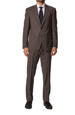 JB Britches Sartorial Classic Fit Stretch Wool Suit in Dark Taupe