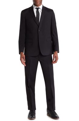 JB Britches Sartorial Two Button Notch Lapel Wool Blend Suit in Black