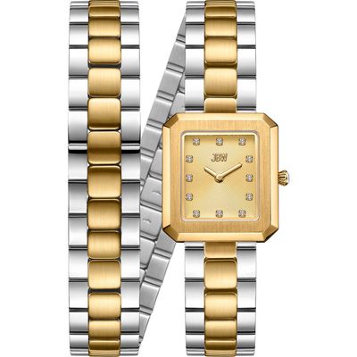 JBW Arc Lab-Created Diamond Double Wrap Bracelet Watch, 23mm in Two-Tone 