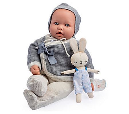 JC Toys La Baby 17" Soft Weighted Body Blue Eye s in Gray