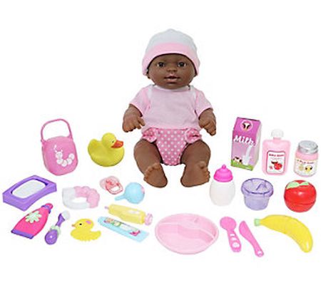 JC Toys La Newborn 12" African American Baby Do ll 25 Pieces