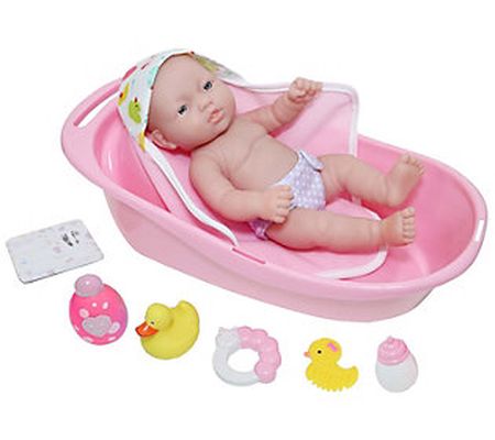 JC Toys La Newborn 12" Baby Doll 10 Pcs Bathtub Gift Set