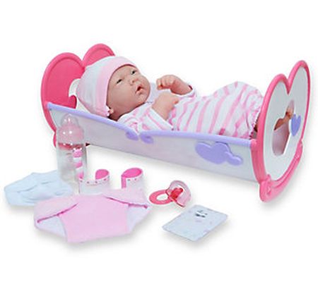 JC Toys La Newborn 14" Baby Doll Rocking Crib 1 0 pcs Gift Set
