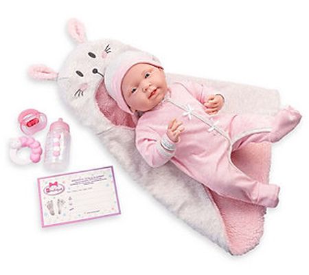 JC Toys La Newborn 15.5" Soft Body Baby Doll Bu nting Bunny