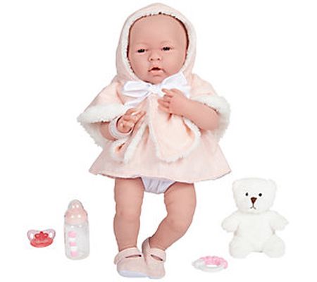 JC Toys La Newborn 15" Real Girl Baby Doll Over coat Outfit