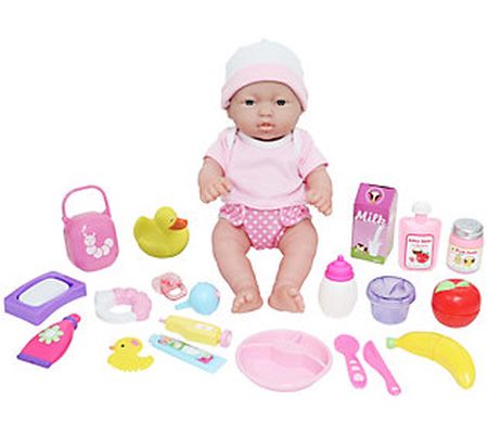 JC Toys La Newborn Nursery 12" Caucasian Baby D oll 25 Pieces