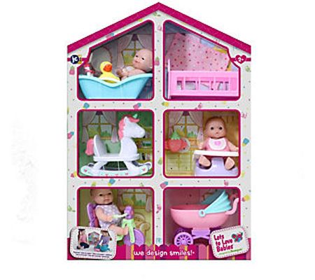 JC Toys Lots to Love Babies 5" Triplets Baby Do ll House Set