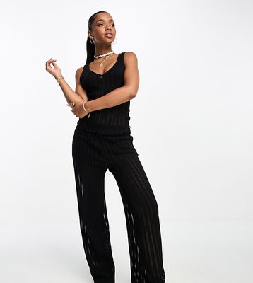 JDY exclusive textured pants in black - part of a set