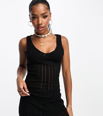 JDY exclusive textured v neck tank top in black - part of a set