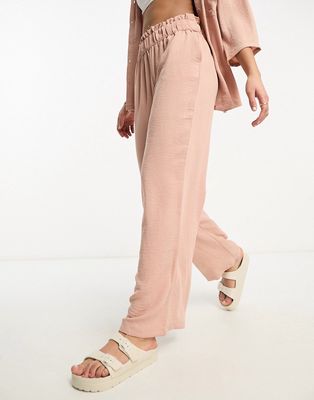 Jdy high waisted wide leg pants in pale pink - part of a set