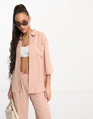 JDY oversized shirt in pale pink - part of a set