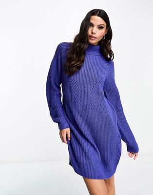 JDY turtleneck midi sweater dress in blue