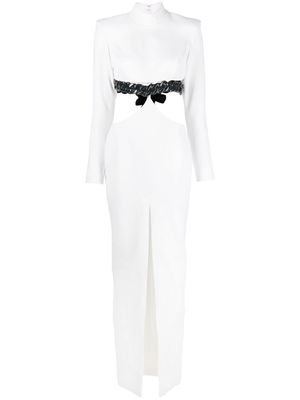 JEAN-LOUIS SABAJI chain-detail cut-out maxi dress - White