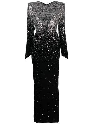 JEAN-LOUIS SABAJI crystal-embellished backless gown - Black