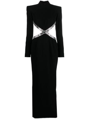 JEAN-LOUIS SABAJI crystal-trim cut-out crepe maxi dress - Black