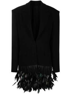 JEAN-LOUIS SABAJI feather-detail button-up blazer - Black
