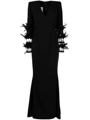 JEAN-LOUIS SABAJI V-neck feather dress - Black