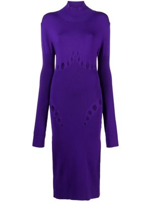 Jean Paul Gaultier cut-out ribbed midi dress - Purple