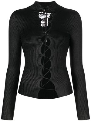 Jean Paul Gaultier Cyber lace-detailed knit top - Black