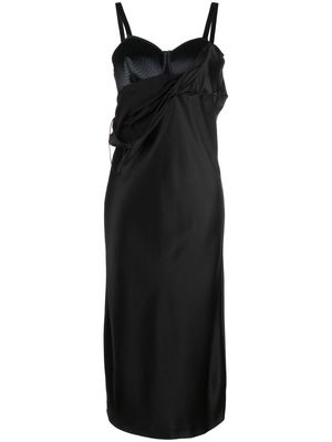 Jean Paul Gaultier draped-detail midi dress - Black