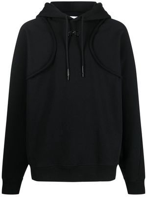 Jean Paul Gaultier embossed-logo drawstring hoodie - Black