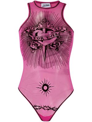 Jean Paul Gaultier flocked tulle bodysuit - Pink