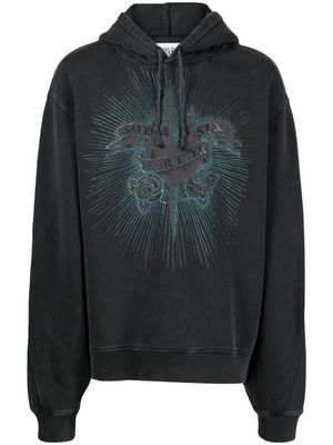 Jean Paul Gaultier glitter-detailed cotton hoodie - BLACK