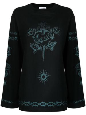 Jean Paul Gaultier glittered tattoo-print T-shirt - Black