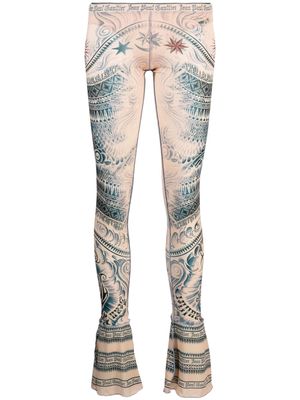 Jean Paul Gaultier graphic-print flared leggings - Neutrals