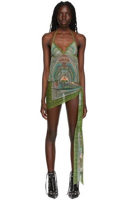 Jean Paul Gaultier Green Banknote Cover Up Minidress