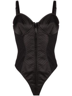 Jean Paul Gaultier Iconic cone-bra satin bodysuit - Black