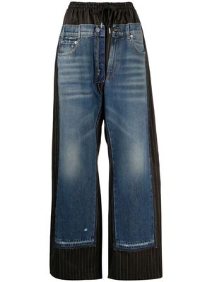 Jean Paul Gaultier jean-panelled pinstripe trousers - Blue