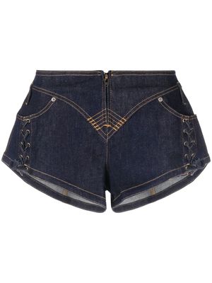 Jean Paul Gaultier lace-up denim shorts - Blue