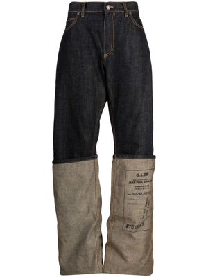 Jean Paul Gaultier layered-design cotton wide-leg jeans - Blue