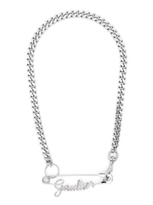 Jean Paul Gaultier logo-plaque curb-chain necklace - Silver