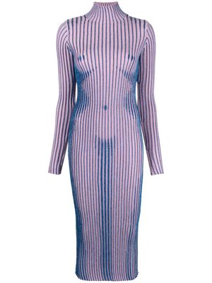Jean Paul Gaultier metallic-striped wool-blend dress - Pink
