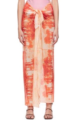 Jean Paul Gaultier Orange 'The Palm Tree' Maxi Skirt