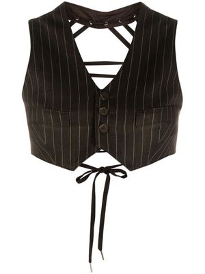 Jean Paul Gaultier pinstripe cropped waistcoat - Brown