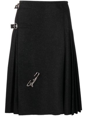 Jean Paul Gaultier pleated wool-blend skirt - Grey