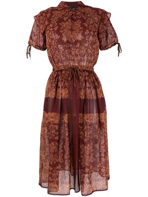 Jean Paul Gaultier Pre-Owned 1980s abstract-print midi dress - Brown
