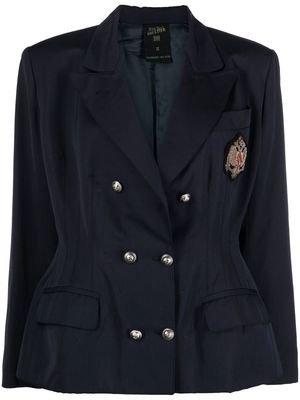 Jean Paul Gaultier Pre-Owned 1980s emblem-patch double-breasted jacket - Blue