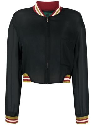Jean Paul Gaultier Pre-Owned 1980s striped edges sheer bomber jacket - Black