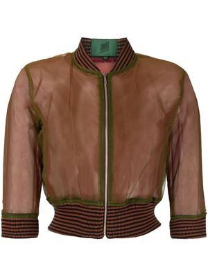 Jean Paul Gaultier Pre-Owned 1980s striped edges sheer bomber jacket - Brown